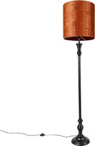 QAZQA classico - Klassieke Vloerlamp | Staande Lamp met kap - 1 lichts - H 172 cm - Oranje - Woonkamer | Slaapkamer | Keuken