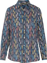 Cassis - Female - Katoenen blouse met vissenprint  - Marineblauw