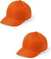 2x stuks oranje 5-panel baseballcap voor kinderen. Oranje/holland thema petjes. Koningsdag of Nederland fans supporters