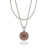 Croyez Jewelry | Compass Rosegold Layerup | Rope / 75cm / 75cm