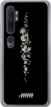 6F hoesje - geschikt voor Xiaomi Mi Note 10 -  Transparant TPU Case - White flowers in the dark #ffffff