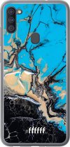 Samsung Galaxy A11 Hoesje Transparant TPU Case - Blue meets Dark Marble #ffffff