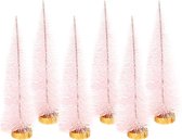 Dennenboom lichtroos glitter - 20 cm - set van 6 stuks
