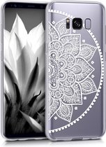 kwmobile telefoonhoesje voor Samsung Galaxy S8 - Hoesje voor smartphone in wit / transparant - Halve Indische Bloem design