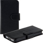 kwmobile Hoesje voor Apple iPhone 4 / 4S - Book case met pasjeshouder - Flip cover in zwart - Telefoonhoesje
