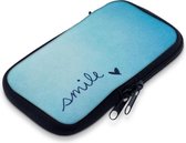 kwmobile hoesje voor smartphones M - 5,5" - hoes van Neopreen - Smile design - blauw / turquoise - binnenmaat 15,2 x 8,3 cm