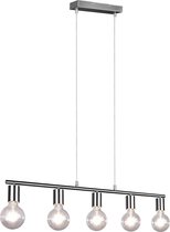 LED Hanglamp - Nitron Zuncka - E27 Fitting - 5-lichts - Rechthoek - Mat Nikkel - Aluminium