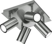 LED Plafondspot - Nitron Mary - GU10 Fitting - 4-lichts - Vierkant - Mat Nikkel - Aluminium