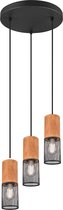 LED Hanglamp - Nitron Yosh - E27 Fitting - 3-lichts - Rond - Mat Zwart - Aluminium