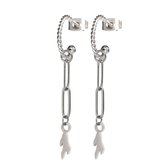 Oorringen twisted chain big flame zilver