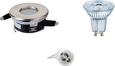 OSRAM - LED Spot Set - Parathom PAR16 927 36D - Igan - GU10 Fitting - Waterdicht IP65 - Dimbaar - Inbouw Rond - Mat Chroom - 5.5W - Warm Wit 2700K - Ø82mm