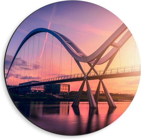 Dibond Wandcirkel - Infinity Bridge, Verenigd Koninkrijk - 40x40cm Foto op Aluminium Wandcirkel (met ophangsysteem)