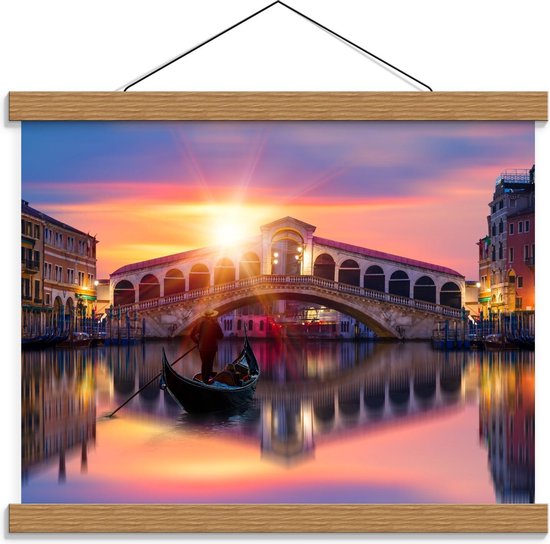 Schoolplaat – Magische Rialtobrug, Venetië  - 40x30cm Foto op Textielposter (Wanddecoratie op Schoolplaat)