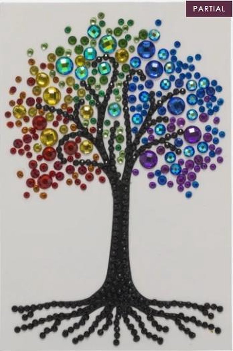 Diamondpainting Crystal Art Kaart Regenboogboom 10x15cm
