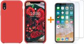 iPhone Xr Hoesje - iPhone Xr Rood Liquid siliconen Hoesje Nano TPU backcover - met 2 Pack Screenprotector / tempered glass