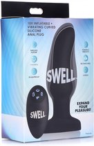 10X Inflatable + Vibrating Curved Silicone Anal Plug - Butt Plugs & Anal Dildos