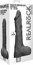 Realrock 10-25 cm Vibrating Dildo With Balls - Black - Realistic Vibrators