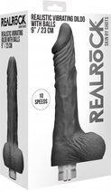 Realrock 9-23 cm Vibrating Dildo With Balls - Black - Realistic Vibrators