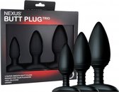 BUTT PLUG TRIO 3 Solid Silicone Butt Plugs S M L - Black - Butt Plugs & Anal Dildos