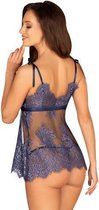 Flowlace Kanten Babydoll Set - Blauw - S/M - Blauw - Sexy Lingerie & Kleding - Lingerie Dames -  Dames Lingerie - Babydoll Setjes