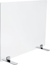PlexiDirect Kantoorscherm | 750x750x6mm | Tafelvoet MILO RVS Polish