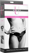 Crave Double Penetration Faux Leather Strap On - Strap On Dildos