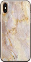 Hoesje geschikt voor iPhone Xs - Stay Golden Marble - Soft Case - TPU - Marmer - Goud - ELLECHIQ