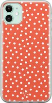 iPhone 11 hoesje - Oranje stippen - Soft Case Telefoonhoesje - Gestipt - Oranje