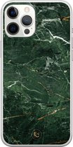 iPhone 12 Pro Max hoesje - Marble jade green - Soft Case Telefoonhoesje - Marmer - Groen