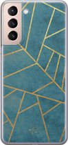 Samsung Galaxy S21 siliconen hoesje - Abstract blauw - Soft Case Telefoonhoesje - Blauw - Print