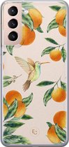 Samsung Galaxy S21 Plus siliconen hoesje - Tropical fruit - Soft Case Telefoonhoesje - Oranje - Natuur