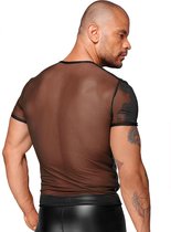 See-through T-Shirt with PVC pleats - Black - XL - Lingerie For Him