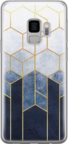 Samsung Galaxy S9 siliconen hoesje - Geometrisch fade art - Soft Case Telefoonhoesje - Blauw - Print