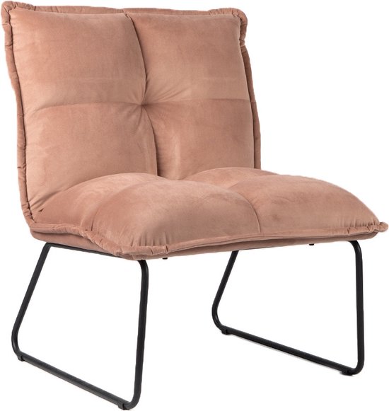 Bronx71® Fauteuil velvet Malaga roze - Zetel 1 persoons - Relaxstoel - Fauteuil roze - Kleine fauteuil - Fauteuil velvet - Velours - Fluweel
