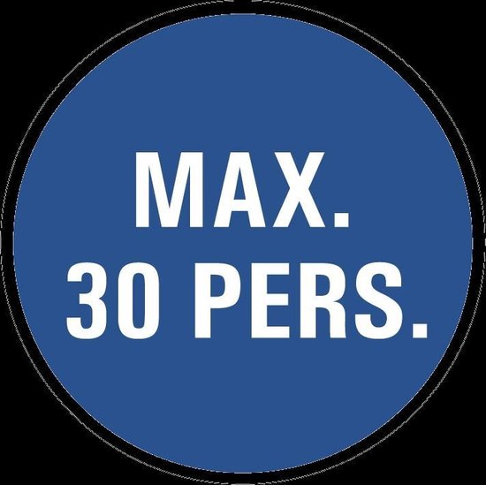 Maximaal 30 personen sticker 50 mm - 10 stuks per kaart