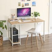 VASAGLE-bureau, computertafel, pc-tafel met 2 niveaus naar keuze rechts of links, kantoortafel voor de woonkamer, met metalen frame, eenvoudige montage, modern, met houtnerf LWD47N