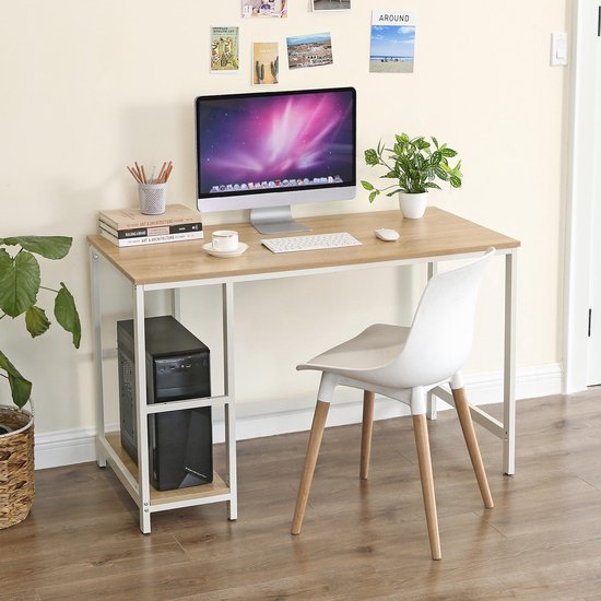 VASAGLE Bureau, computertafel, pc-tafel, 120 x 60 x 76 cm,met 2 planken