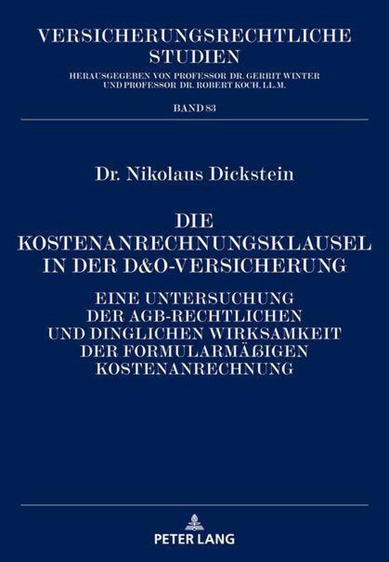 Versicherungsrechtliche Studien 83 - Die Kostenanrechnungskl ... - cover