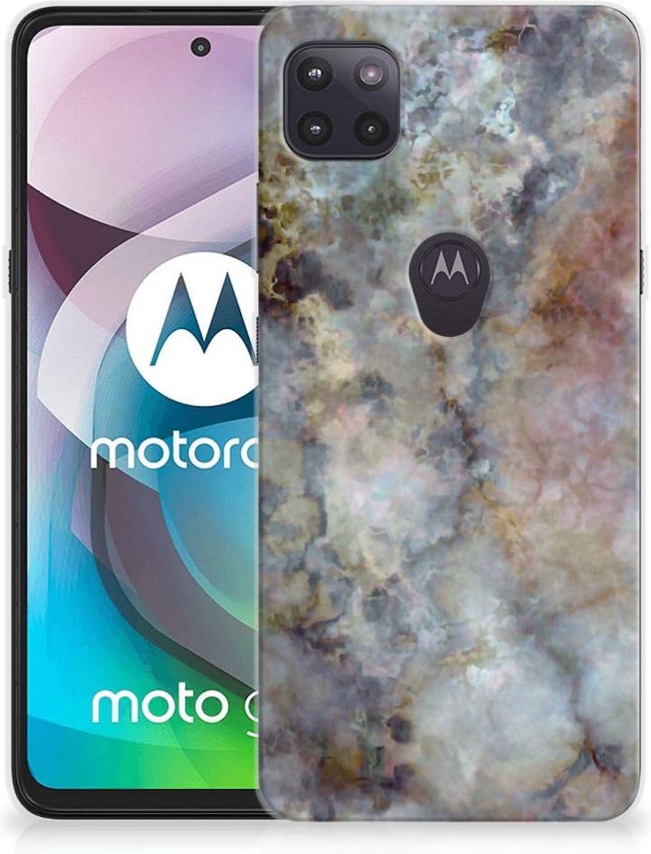 Motorola Moto G 5G TPU Siliconen Hoesje Marmer Grijs