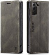 autspace - Hoesje geschikt voor Samsung Galaxy S21 - wallet book case - magneetsluiting - met rfid bescherming - bruin