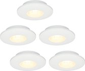 5x HOFTRONIC Pavo - Platte inbouwspot - LED - Rond zaagmaat 53mm - Wit - Dimbaar - Zeer lage inbouwdiepte 12mm - 3 Watt - 260 lumen - 230V - 2700K Extra warm wit - Plafondspots - Dunne inbouwspot voor badkamer en buiten - 5 jaar garantie