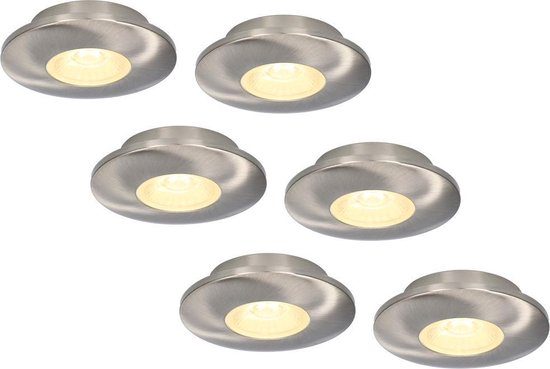 Set de 6 Spots encastrés LED Pavo inox 3 Watt 2700K 260lm Ultra fin 12 mm