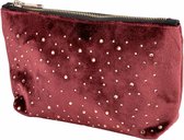 Toilettas - Toiletzak - Make Up Tas - Strass bordeaux - 19x5xh13cm - Polyester