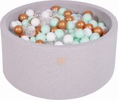 Ronde Ballenbak set incl 300 ballen 90x40cm - Licht Grijs: Wit, Goud, Transparant, Mint