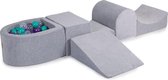 Foam Speelset met ballenbak Grijs incl 100 Ballen: Paars, Transparant, Turquoise