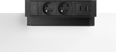 Filex Power Desk Up® 2.0 - 2x 230v, 2x Usb charge (French Socket) - Zwart