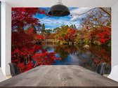 Professioneel Fotobehang Japans park - rood - Sticky Decoration - fotobehang - decoratie - woonaccessoires - inclusief gratis hobbymesje - 415 cm breed x 280 cm hoog - in 7 verschillende form