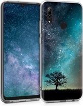 kwmobile telefoonhoesje voor Huawei P Smart (2019) - Hoesje voor smartphone in blauw / grijs / zwart - Sterrenstelsel en Boom design