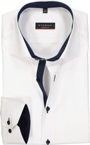 ETERNA modern fit overhemd - fijn Oxford heren overhemd - wit (blauw gestipt contrast) - Strijkvrij - Boordmaat: 39