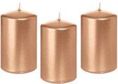 10x Rosegouden cilinderkaars/stompkaars 5 x 8 cm 18 branduren - Geurloze rose goudkleurige kaarsen - Woondecoraties